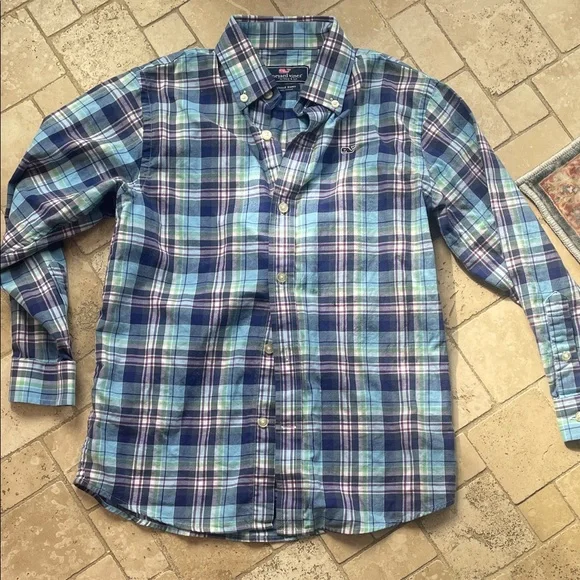 BUNDLE Vineyard Vines FOUR Flannel Shirts Small Plaid Shirt Collection 8-10 Tops - Picture 8 of 15